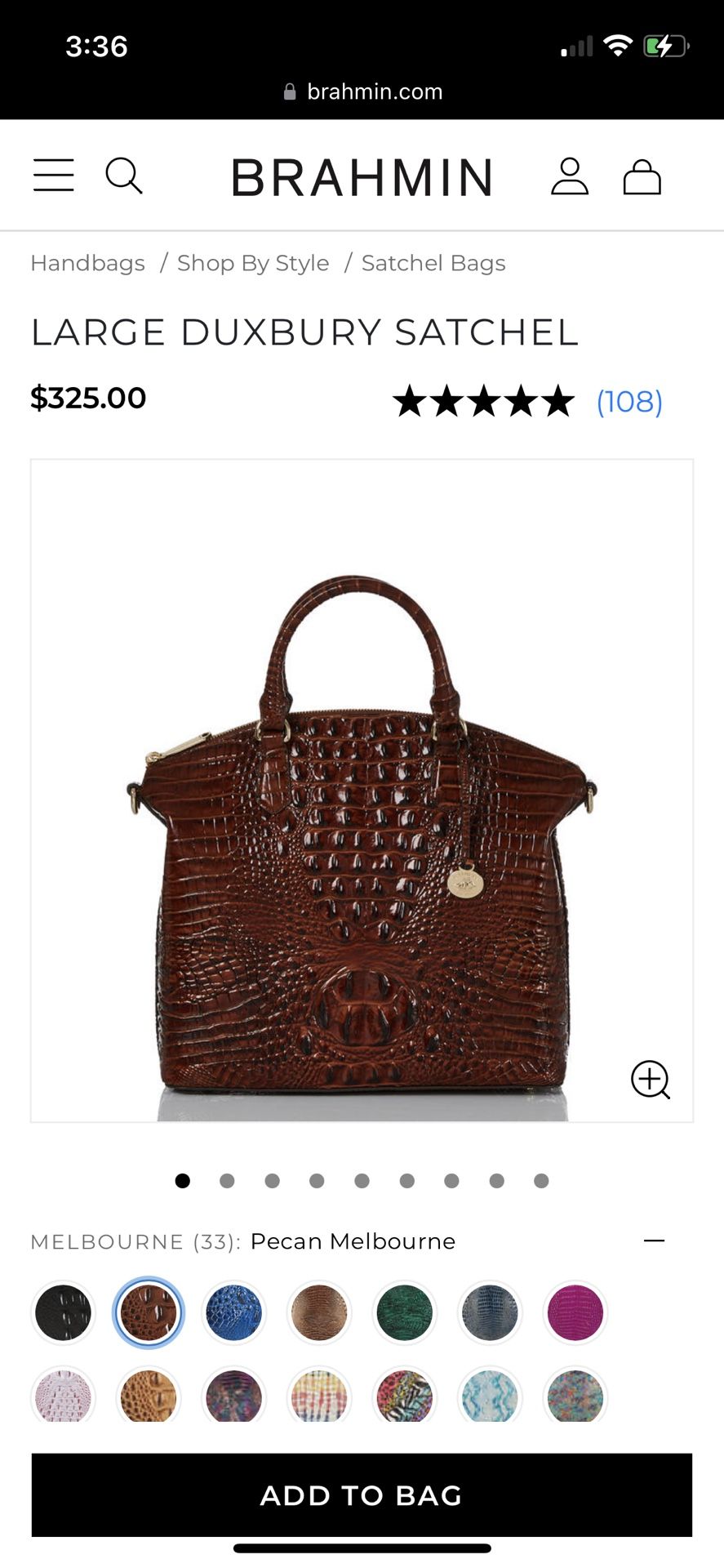 Brahmin Brown Crocodile Satchel Purse NWOT