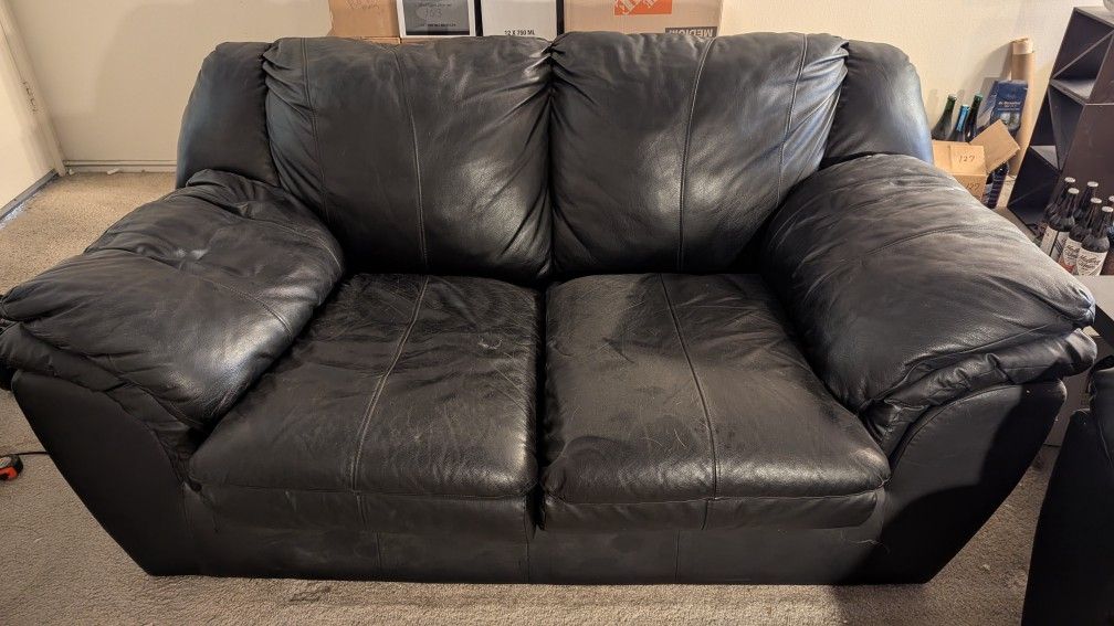 Free Black Leather Loveseat