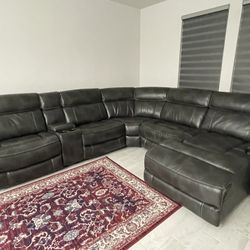 Sectional Power Recliner Leather Sofa