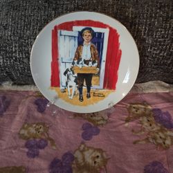 Norman Rockwell Puppy Love Plate With Stand 