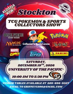 TCG Pokémon & Sportscards collectors Show at University of the Pacific 🐅
Saturday December 19th