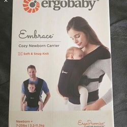 Ergobaby Embrace Cozy Newborn Baby Wrap Carrier (7-25 Pounds), Ponte Knit, Pure Black