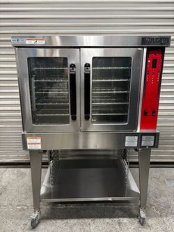 Full Size Electric Convection Oven Vulcan VC4EC On Stainless Steel Tray Stand With Wheels #4467