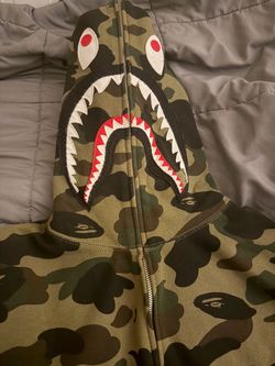 Ponr bape Camo shark zip hoodie