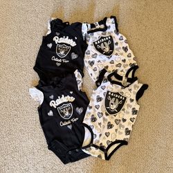 Baby Raiderette onesie bodysuit for baby girl 3-6 and 6-9 months brand new but no tag Las Vegas Raiders official NFL apparel