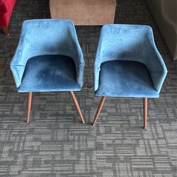 Two blue chairs
