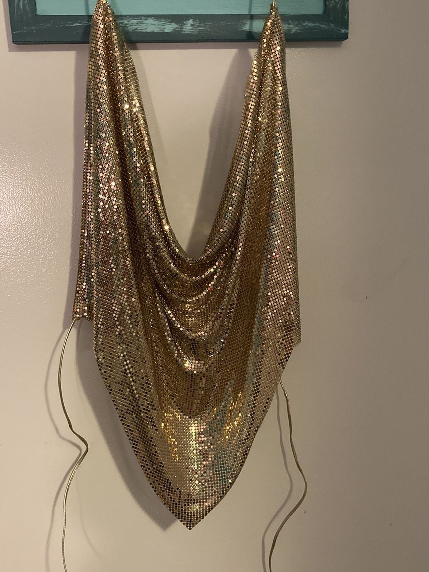 Whiting & Davis Rare Gold Mesh Chainmail Halter Top