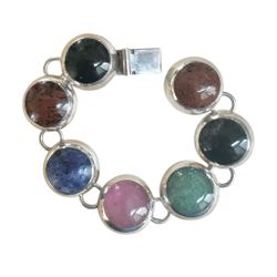 Vintage Taxco Sterling Silver Multi-Stone Bracelet