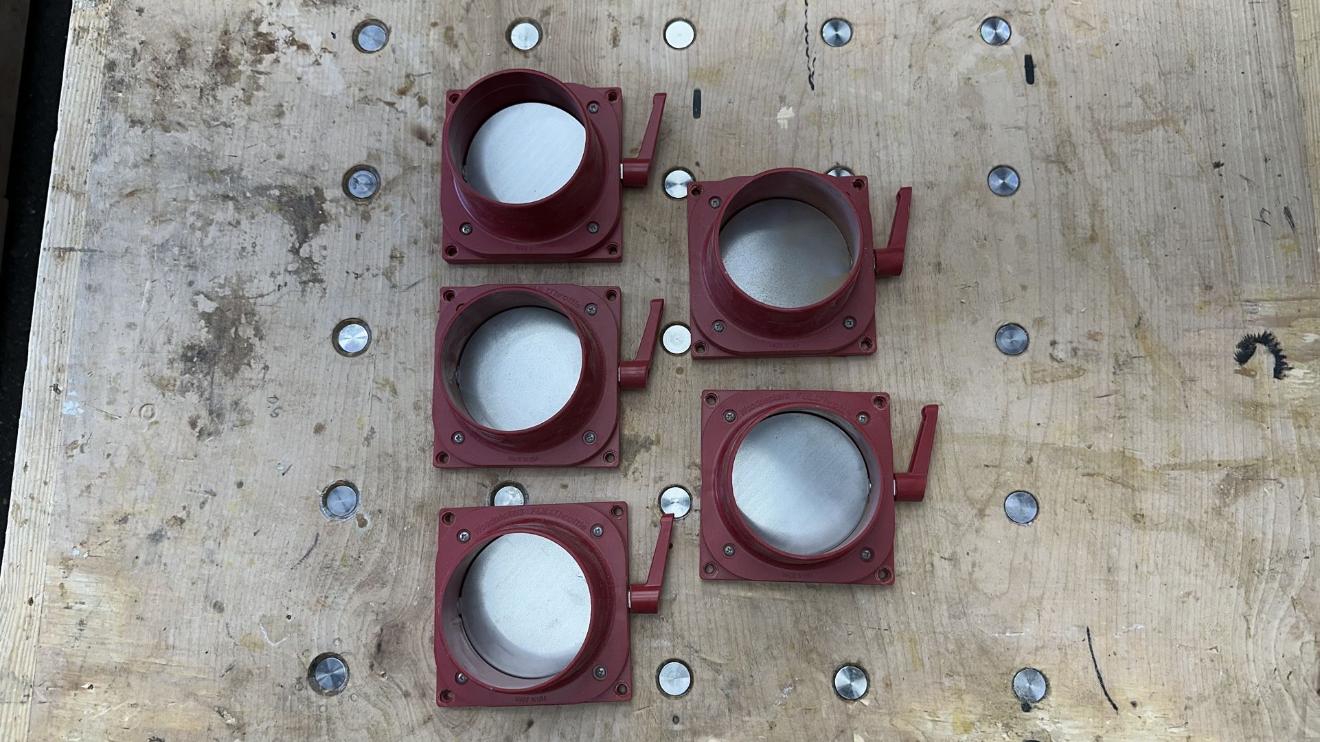 5x Woodpecker Full Throttle Blast Gates For 4” Dust Hoses