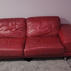 Red Leather Sofa & Loveseat

