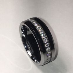Breathtaking Silver Over Tungsten - Mens Eternity Ring | Size: 9