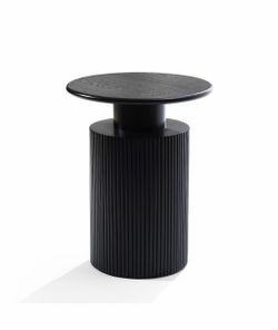 LuxenHome Black Fluted Round Side Table – Large