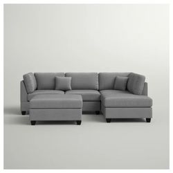 Reversible Sofa And Chaise With Ottoman 