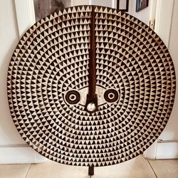 African Sun Mask Hand carved Wood 41 Inches in Diameter 