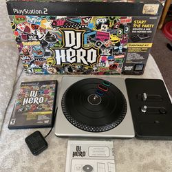 DJ Hero PlayStation 2 PS2 Complete in Box CIB w Turntable, Dongle and Game Rare! see photos
