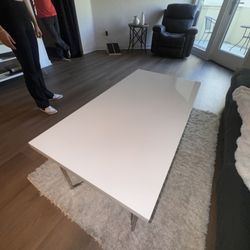 WHITE STONE TOP COFFEE TABLE