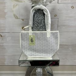 Goyard WhiteMedium Tote Bag Canvas Leather with Pouch