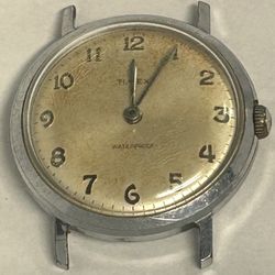 VTG Timex Mechanical Watch Chrome Plated Bezel Silver Tone Dial 