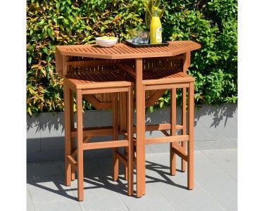 Trinidad Outdoor Dining Table with 2 barstools