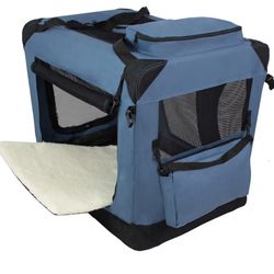NEW! Folding Dog Crate 30”Lx21”Wx24”H - Blue Gray