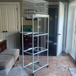 Stackable Bird Cage Stand With 1 Cage