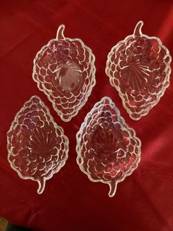 VTG Clear Glass Grape Cluster Candy / Nut Dishes