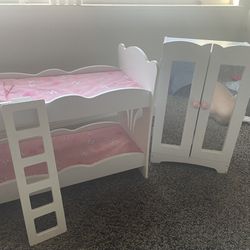 Wooden Doll Closet And BunkBed 