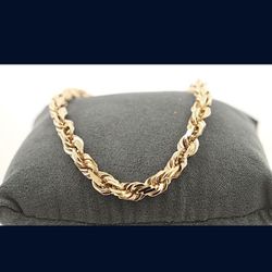 Gorgeous 10K Yellow Gold Rope Bracelet 11.3grams 5mm And 7.5 “ 