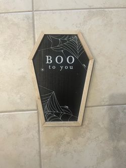 Halloween decor boo coffin