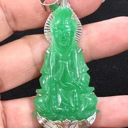 💯 Grade A Burmese Guan Yin Jadeite Jade Pendant