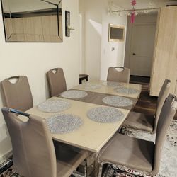 Dining table with six chairs