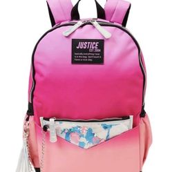 Justice Pink Ombre 2 Piece Backpack Set - NEW