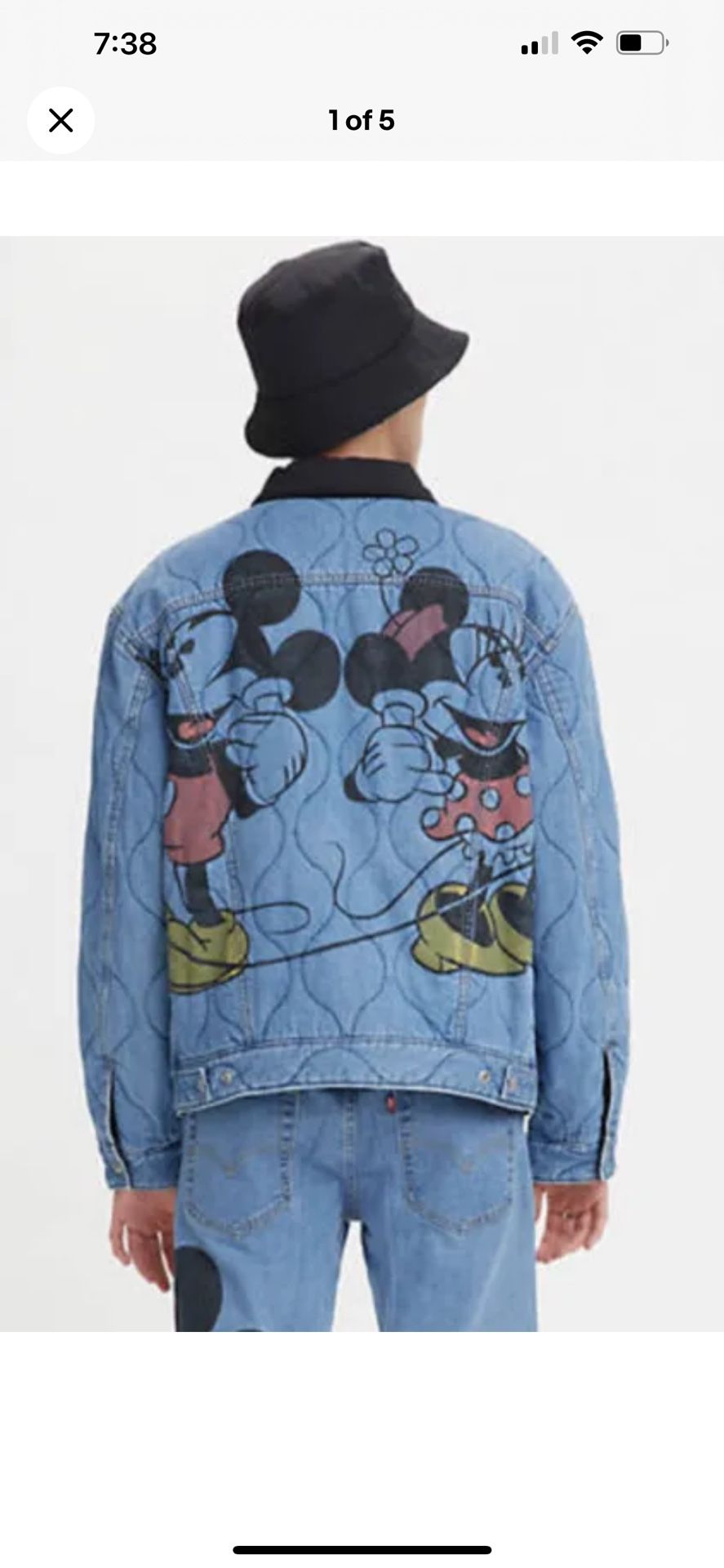 LEVI'S® X Disney Mickey Minnie Reversible Denim Jacket Mens SZ XL New!!