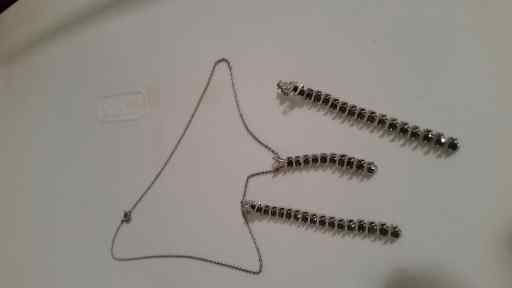3ctw Blue Diamond Dangle Earrings & Pendant Necklace