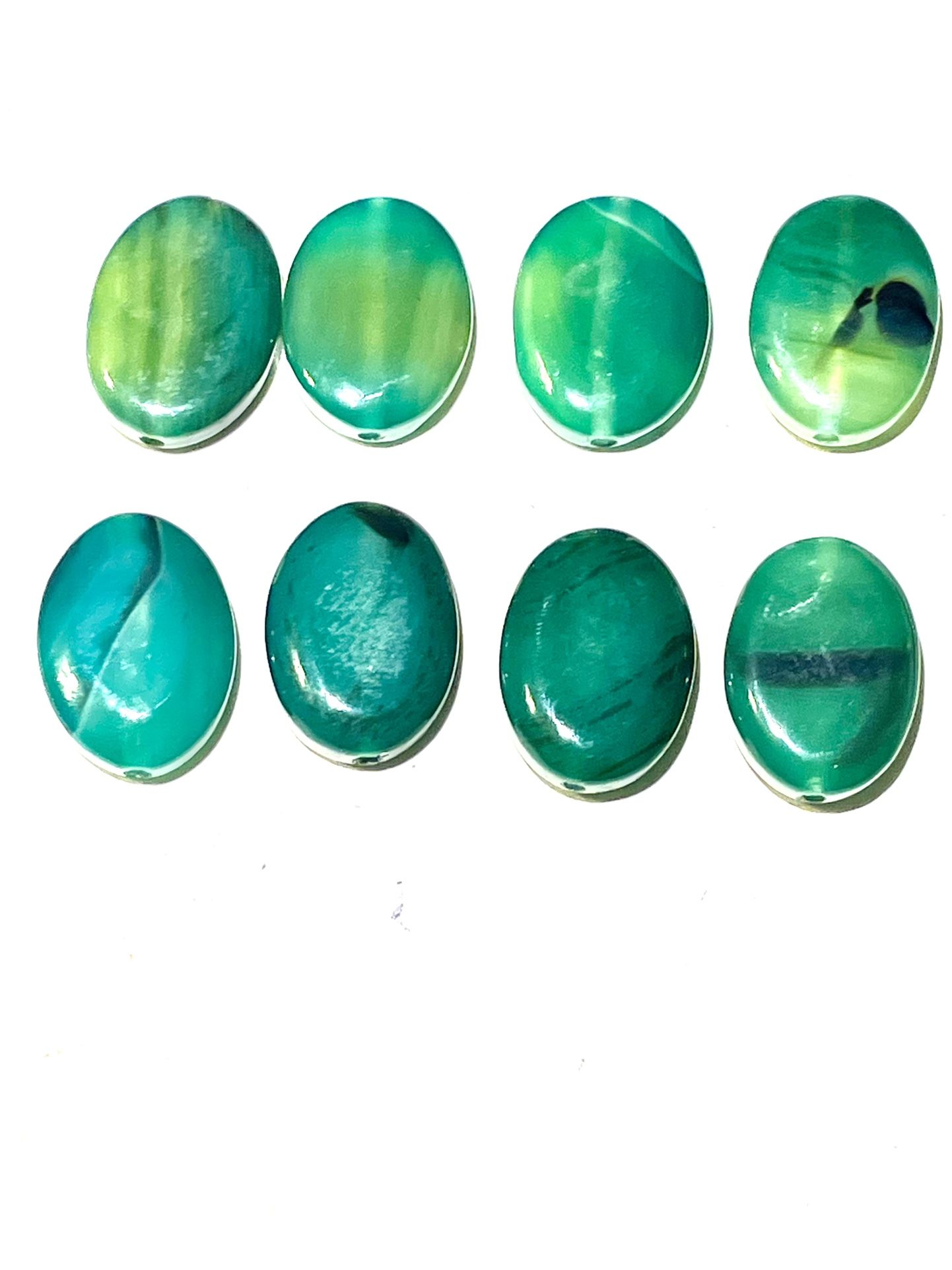 Green Glass 25mm Oval Beads 312