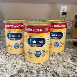 3 X-LARGE CANS Enfamil NeuroPro Powder Baby Formula 75% MORE FREE