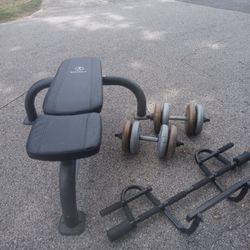 Banco Y Pesas De 16 Kilos Cada Una Mas Aparato Para Pulsadas