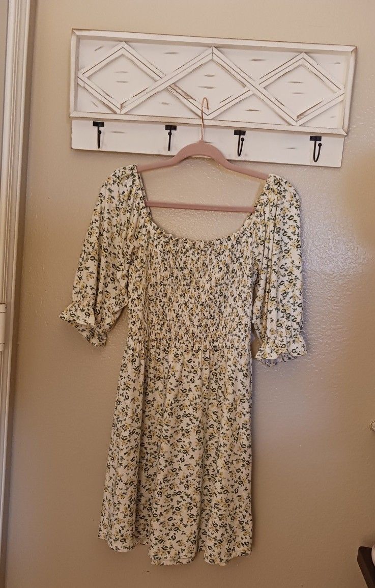 Summer Green & Yellow Floral Dress