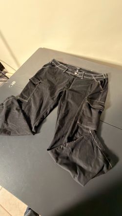 True Religion Black Cargo Pants White Contrast Stitch Men’s Size 44 Y2K