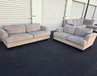 Beige Couch and Loveseat(WILL DELIVER)