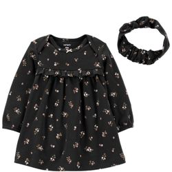 2-Piece Headwrap & Bodysuit Dress Set - 6M