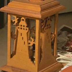 Vintage Wood Lighthouse Lamp