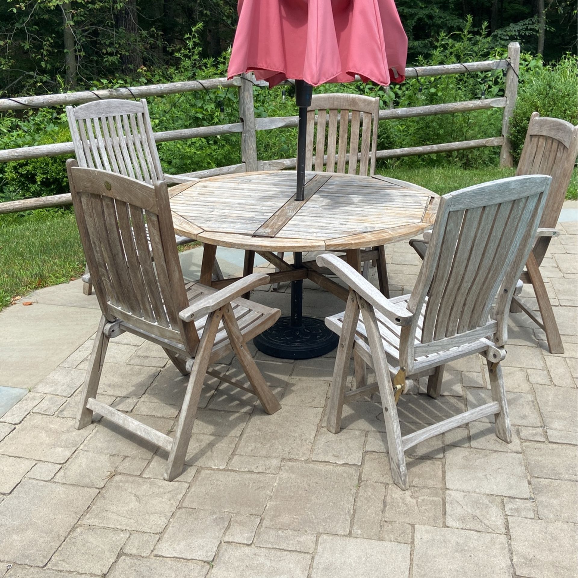 Wood Table With Five Chairs