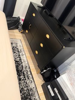 Black Dresser with Gold Hardware