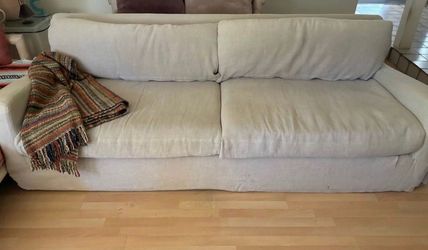 Deep Seat Slipcovered Linen Sofa