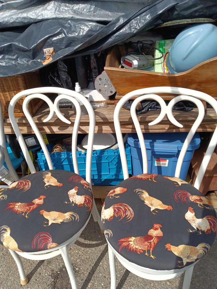 2 Thonet Style Rooster Chairs.... Metal 