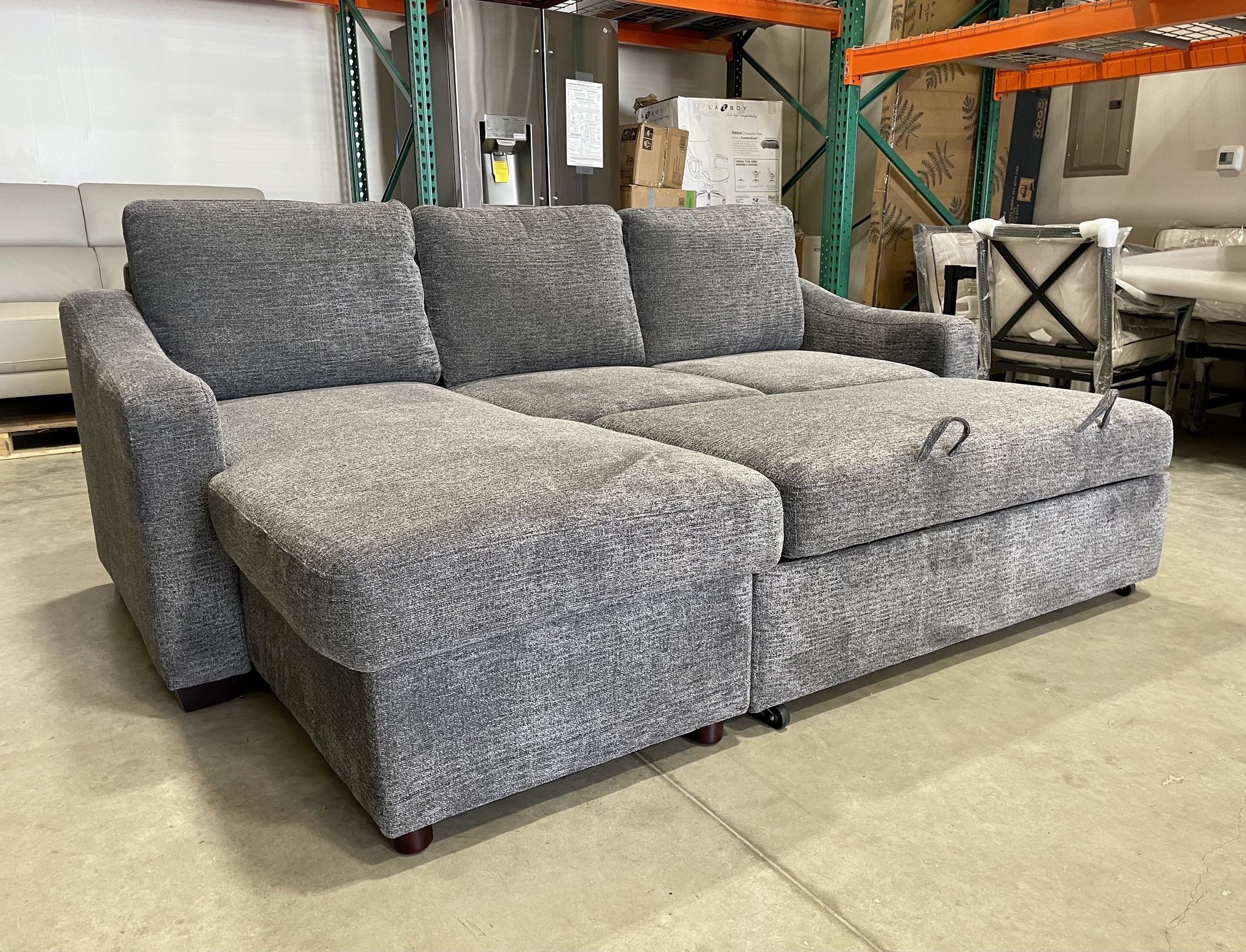 🏷WAREHOUSE CLEARANCE | Coddle Aria Fabric Sleeper Sectional Sofa, Gray💥 We Finance