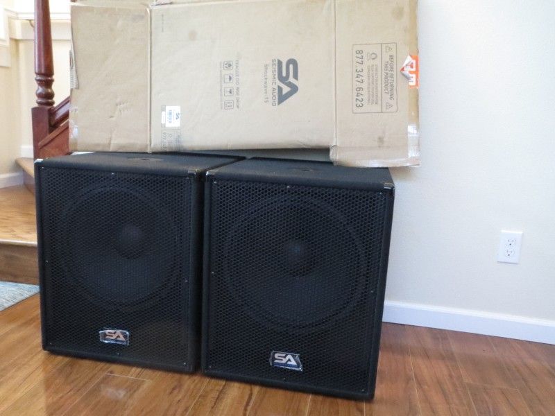 Seismic Audio Shockwave 15 Powered Subwoofer(Pair). New Model 2024