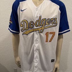 Dodgers  Shohei Ohtani White Gold Blue  Stitched Jersey