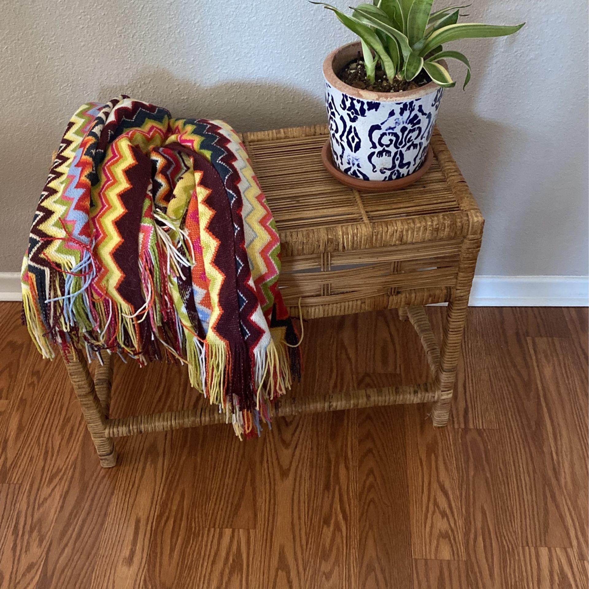 Rattan Bench /plant Stand/blanket Holder /display Stand